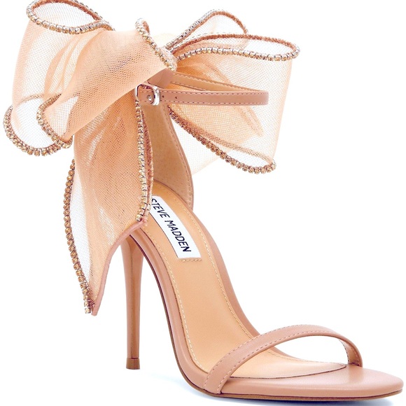 Steve Madden Rhinestone Embellished Bow Back Dress Sandals - Picture 1 of 10